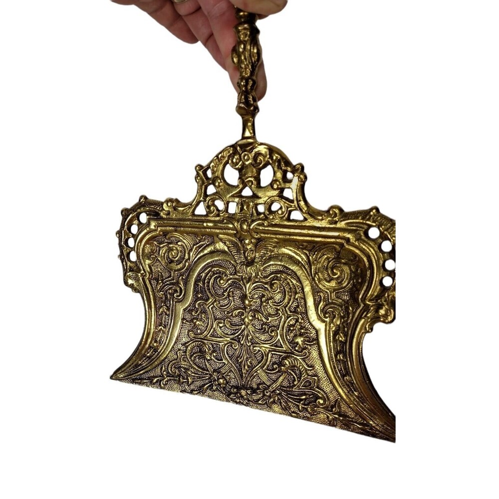 Vintage Brass Ornate Duster Fireplace Pan Crumb Catcher Andrea by Sadek